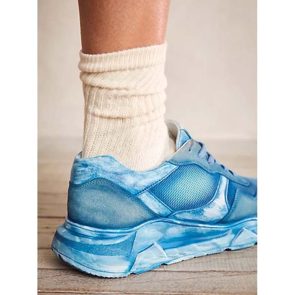 πLAST CHANCEπ FREE PEOPLE Let's Wander Washed Sneakers / Boardwalk Blue - Picture 4 of 16